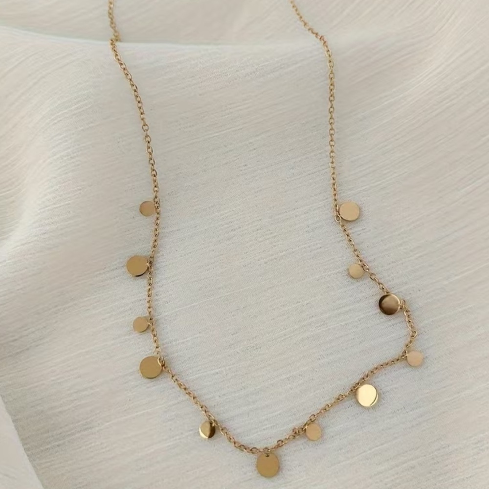 NEW 18K Gold Plated Beautiful Elegant Gold Disc Necklace Chain Bohemian Retro - Picture 5 of 8